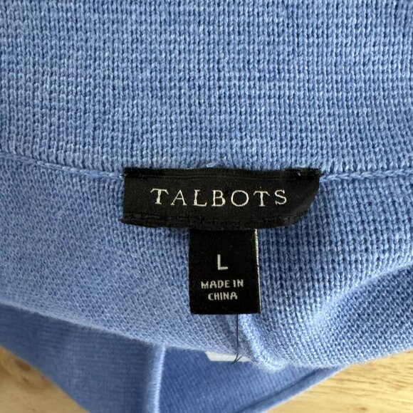 Talbots Sweater Blazer Jacket Large Blue Solid Cotton Blend Academia NWT CJ-1925 - Picture 8 of 10